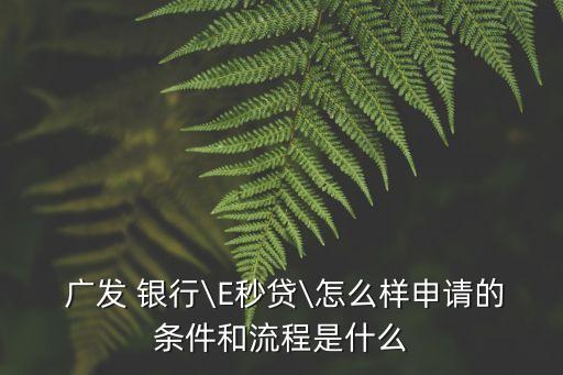  廣發(fā) 銀行\(zhòng)E秒貸\怎么樣申請(qǐng)的條件和流程是什么