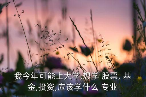 我今年可能上大學,想學 股票, 基金,投資,應該學什么 專業(yè)