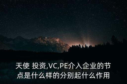 天使 投資,VC,PE介入企業(yè)的節(jié)點(diǎn)是什么樣的分別起什么作用