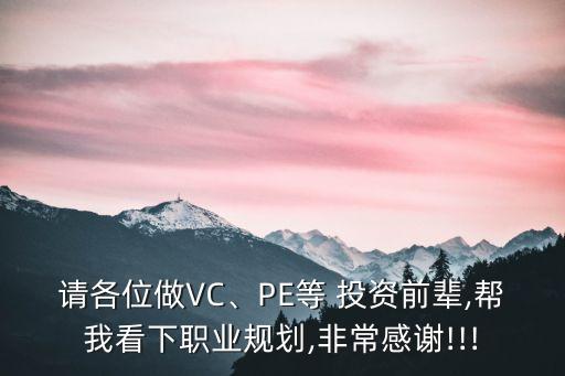 請(qǐng)各位做VC、PE等 投資前輩,幫我看下職業(yè)規(guī)劃,非常感謝!!!