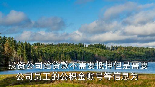  投資公司給貸款不需要抵押但是需要公司員工的公積金賬號等信息為