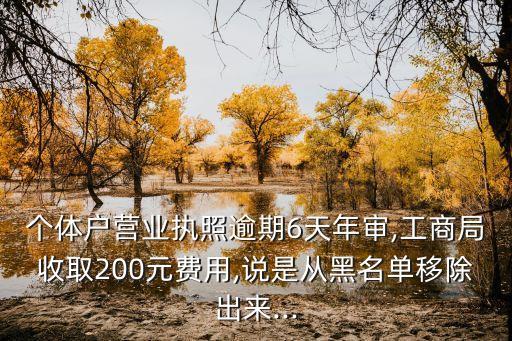 個(gè)體戶營(yíng)業(yè)執(zhí)照逾期6天年審,工商局收取200元費(fèi)用,說(shuō)是從黑名單移除出來(lái)...