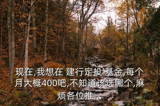 現(xiàn)在,我想在 建行定投 基金,每個(gè)月大概400吧,不知道該選哪個(gè),麻煩各位推...