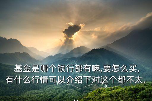  基金是哪個銀行都有嘛,要怎么買,有什么行情可以介紹下對這個都不太...