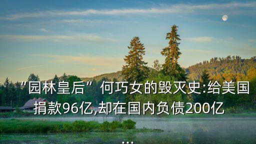 “園林皇后”何巧女的毀滅史:給美國 捐款96億,卻在國內負債200億...