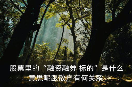  股票里的“融資融券 標的”是什么意思呢跟散戶有何關系