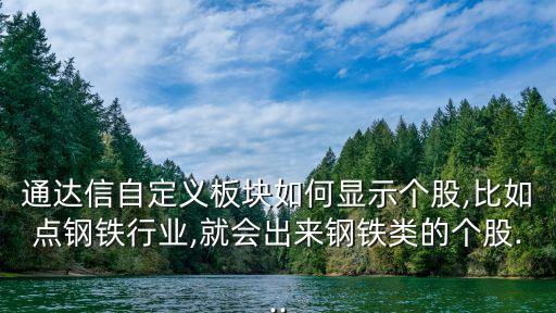 通達(dá)信自定義板塊如何顯示個(gè)股,比如點(diǎn)鋼鐵行業(yè),就會(huì)出來(lái)鋼鐵類(lèi)的個(gè)股...