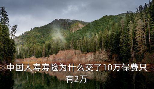 中國(guó)人壽壽險(xiǎn)為什么交了10萬保費(fèi)只有2萬