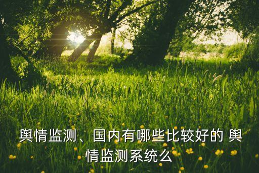  輿情監(jiān)測、國內有哪些比較好的 輿情監(jiān)測系統(tǒng)么