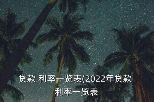 貸款 利率一覽表(2022年貸款 利率一覽表