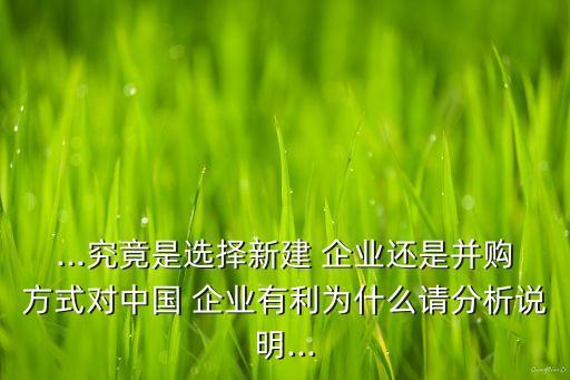 ...究竟是選擇新建 企業(yè)還是并購方式對中國 企業(yè)有利為什么請分析說明...