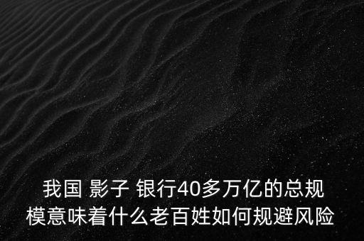  我國(guó) 影子 銀行40多萬(wàn)億的總規(guī)模意味著什么老百姓如何規(guī)避風(fēng)險(xiǎn)