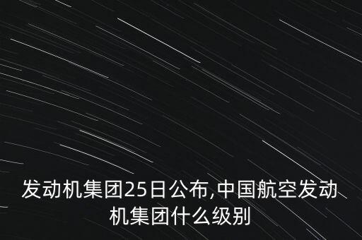 航空發(fā)動機集團25日公布,中國航空發(fā)動機集團什么級別