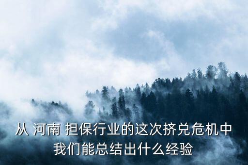 從 河南 擔保行業(yè)的這次擠兌危機中我們能總結出什么經(jīng)驗