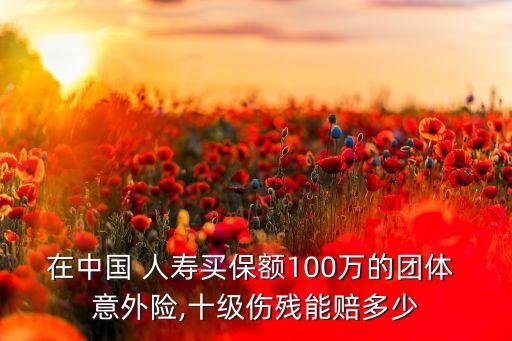 在中國 人壽買保額100萬的團體 意外險,十級傷殘能賠多少