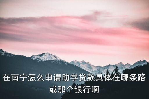 在南寧怎么申請助學貸款具體在哪條路或那個銀行啊