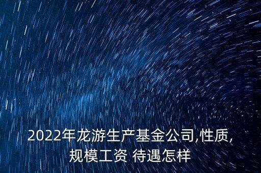 2022年龍游生產(chǎn)基金公司,性質(zhì),規(guī)模工資 待遇怎樣