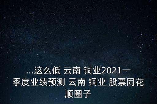 ...這么低 云南 銅業(yè)2021一季度業(yè)績預測 云南 銅業(yè) 股票同花順圈子