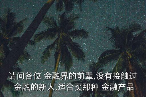 請(qǐng)問各位 金融界的前輩,沒有接觸過 金融的新人,適合買那種 金融產(chǎn)品