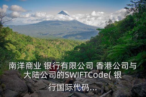 南洋商業(yè) 銀行有限公司 香港公司與大陸公司的SWIFTCode( 銀行國(guó)際代碼...