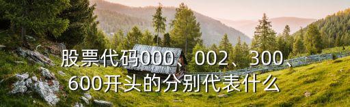  股票代碼000、002、300、600開頭的分別代表什么