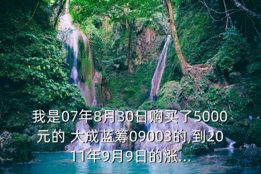 我是07年8月30日購買了5000元的 大成藍(lán)籌09003的,到2011年9月9日的漲...