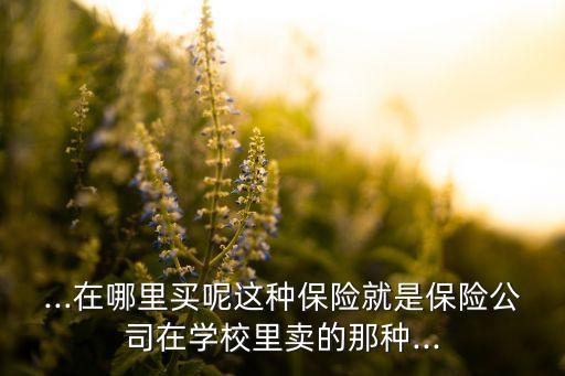 ...在哪里買呢這種保險(xiǎn)就是保險(xiǎn)公司在學(xué)校里賣的那種...