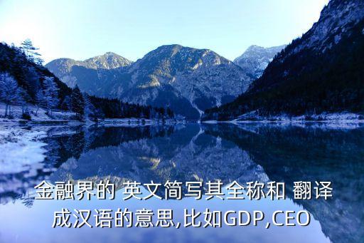  金融界的 英文簡寫其全稱和 翻譯成漢語的意思,比如GDP,CEO