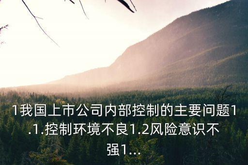 1我國(guó)上市公司內(nèi)部控制的主要問(wèn)題1.1.控制環(huán)境不良1.2風(fēng)險(xiǎn)意識(shí)不強(qiáng)1...