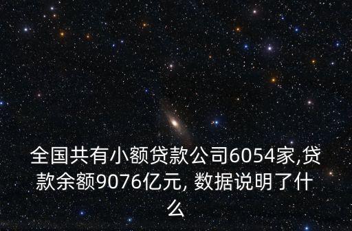 全國共有小額貸款公司6054家,貸款余額9076億元, 數據說明了什么