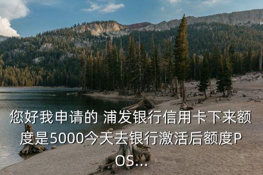 您好我申請的 浦發(fā)銀行信用卡下來額度是5000今天去銀行激活后額度POS...