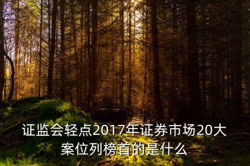 證監(jiān)會輕點2017年證券市場20大案位列榜首的是什么