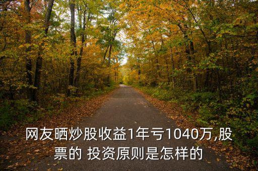 網(wǎng)友曬炒股收益1年虧1040萬,股票的 投資原則是怎樣的