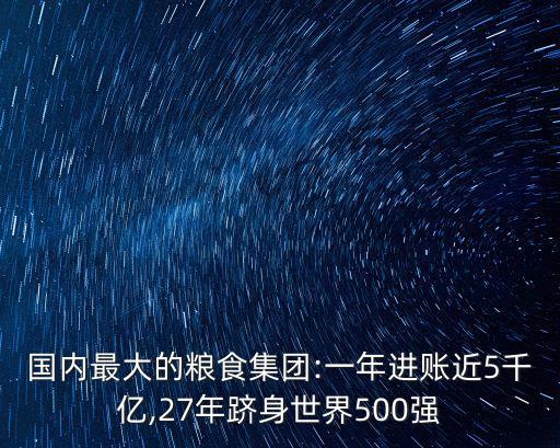 國(guó)內(nèi)最大的糧食集團(tuán):一年進(jìn)賬近5千億,27年躋身世界500強(qiáng)