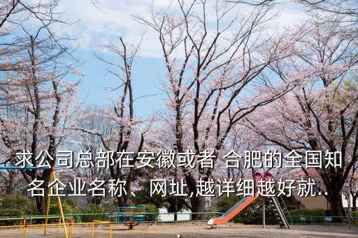 求公司總部在安徽或者 合肥的全國知名企業(yè)名稱、網(wǎng)址,越詳細越好就...