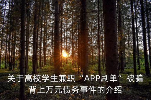 關于高校學生兼職“APP刷單”被騙背上萬元債務事件的介紹