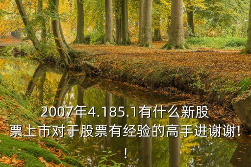 2007年4.185.1有什么新股票上市對于股票有經驗的高手進謝謝!!