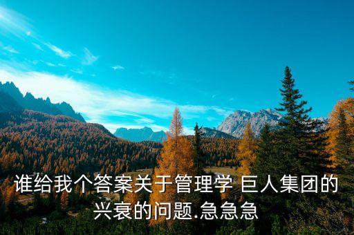 誰給我個答案關(guān)于管理學(xué) 巨人集團(tuán)的興衰的問題.急急急