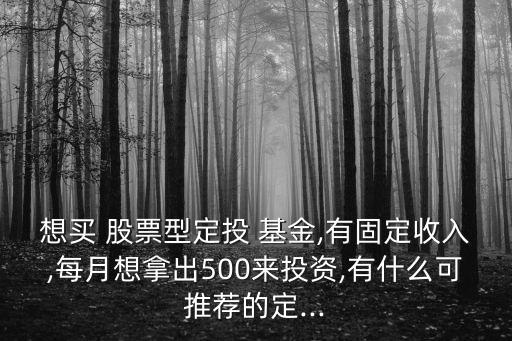 想買 股票型定投 基金,有固定收入,每月想拿出500來投資,有什么可推薦的定...