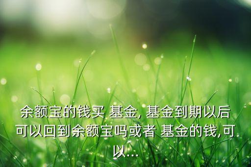 余額寶的錢(qián)買(mǎi) 基金, 基金到期以后可以回到余額寶嗎或者 基金的錢(qián),可以...