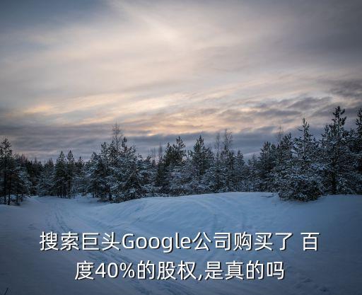 搜索巨頭Google公司購買了 百度40%的股權,是真的嗎