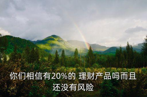 你們相信有20%的 理財(cái)產(chǎn)品嗎而且還沒有風(fēng)險(xiǎn)