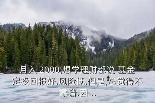 月入 2000,想學(xué)理財(cái)都說 基金定投回報(bào)好,風(fēng)險(xiǎn)低,但是,總覺得不靠譜,因...