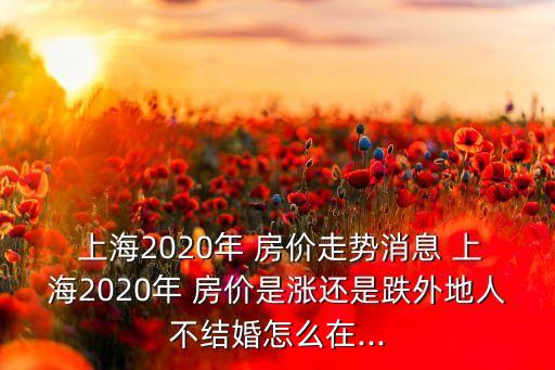  上海2020年 房價走勢消息 上海2020年 房價是漲還是跌外地人不結婚怎么在...