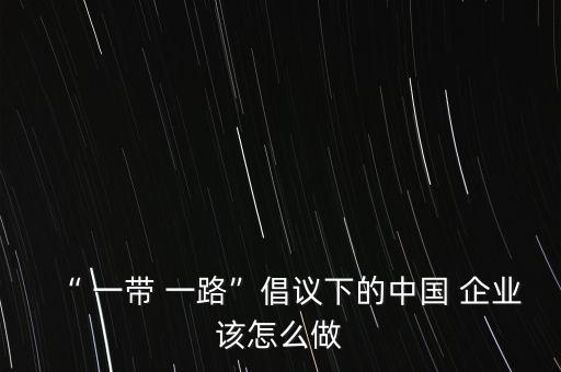 “ 一帶 一路”倡議下的中國 企業(yè)該怎么做