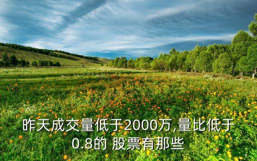 昨天成交量低于2000萬,量比低于0.8的 股票有那些