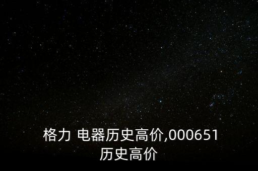  格力 電器歷史高價,000651歷史高價