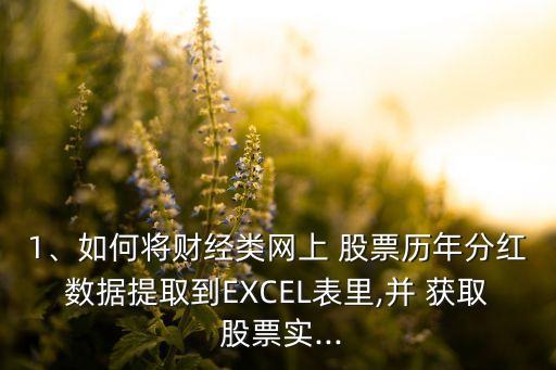 excle獲取所有股票歷史數(shù)據(jù)