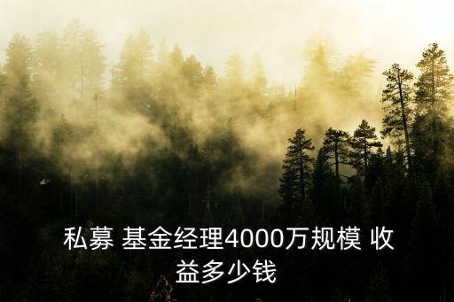  私募 基金經(jīng)理4000萬(wàn)規(guī)模 收益多少錢