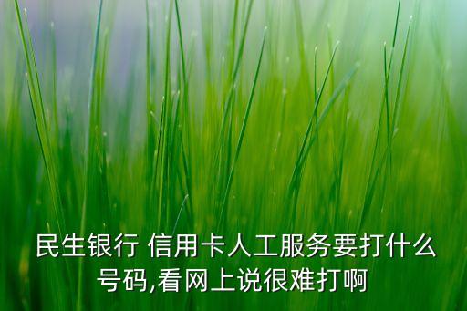  民生銀行 信用卡人工服務(wù)要打什么號(hào)碼,看網(wǎng)上說(shuō)很難打啊